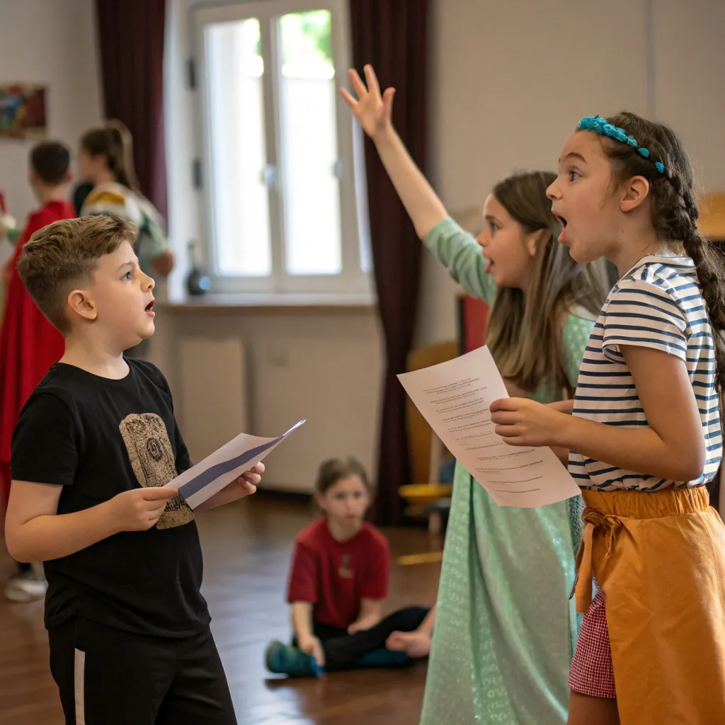 Children in acting class